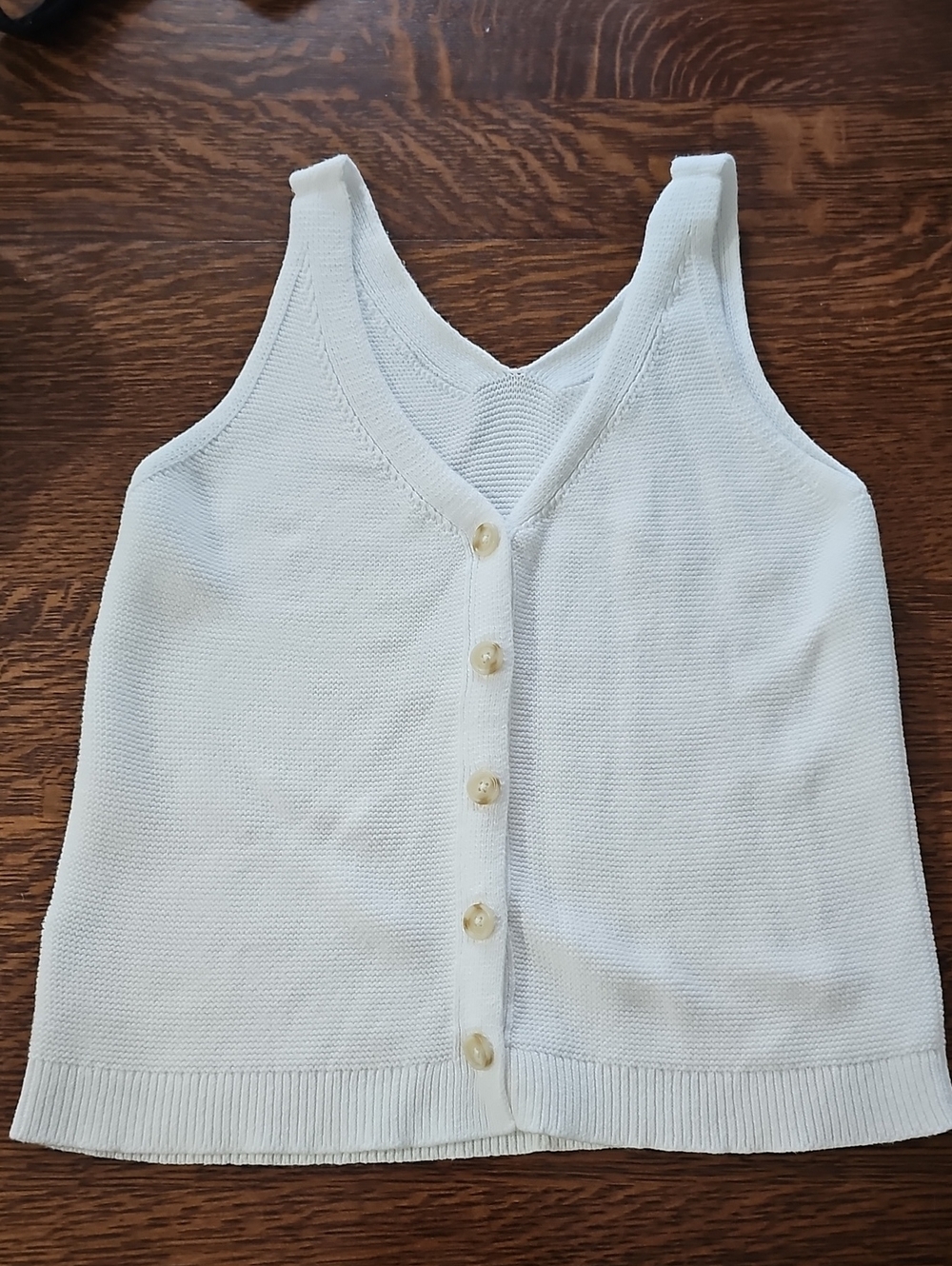LOFT Cream Button-Front Knit Tank Top
